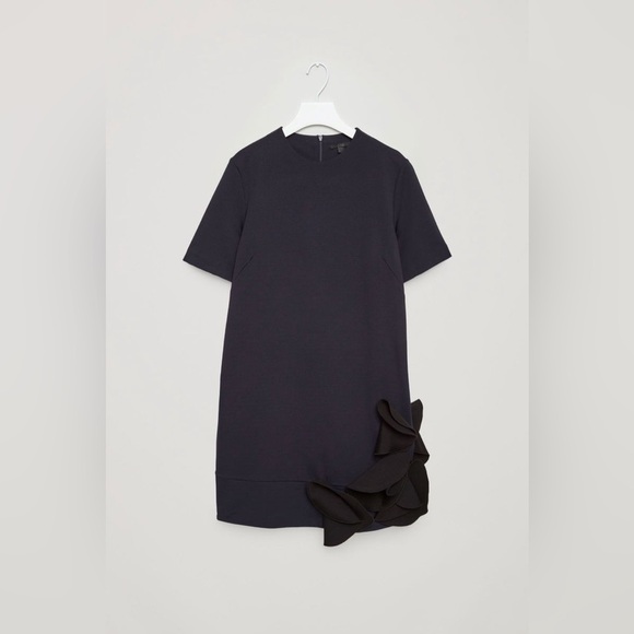 COS A-line Applique Dress Navy Blue Women’s Small Abstract Party Art to Wear - Picture 2 of 11